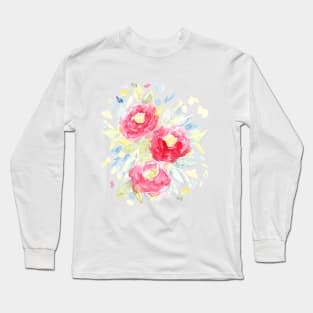 Watercolor Peonies Long Sleeve T-Shirt